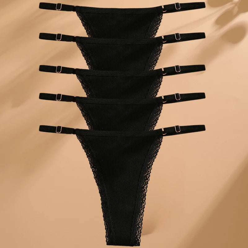 Set de 5 Tangas de Algodón Ajustables – Comodidad y Estilo Diario